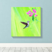 Hummingbird and Sweet Peas Painting Canvas Afdruk (Insitu (Houten vloer))