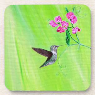Hummingbird and Sweet Peas Painting Drankjes Onderzetter