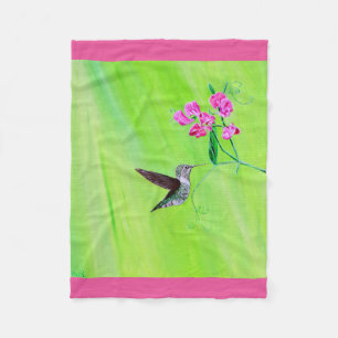 Hummingbird and Sweet Peas Painting Fleece Deken