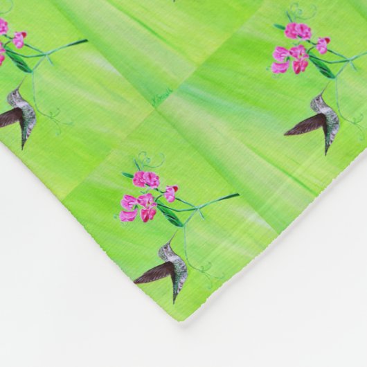 Hummingbird and Sweet Peas Painting Fleece Deken (Hoek)