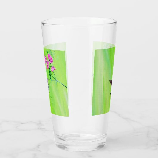 Hummingbird and Sweet Peas Painting Glas (Rechts)