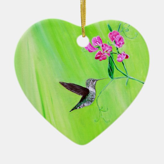 Hummingbird and Sweet Peas Painting Keramisch Ornament (Voorkant)