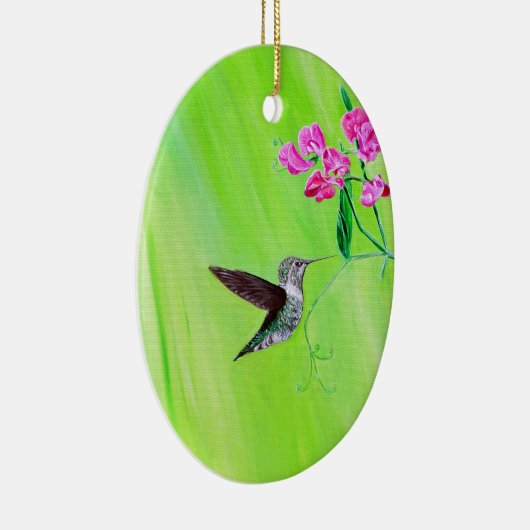 Hummingbird and Sweet Peas Painting Keramisch Ornament (Rechts)