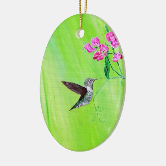 Hummingbird and Sweet Peas Painting Keramisch Ornament (Links)