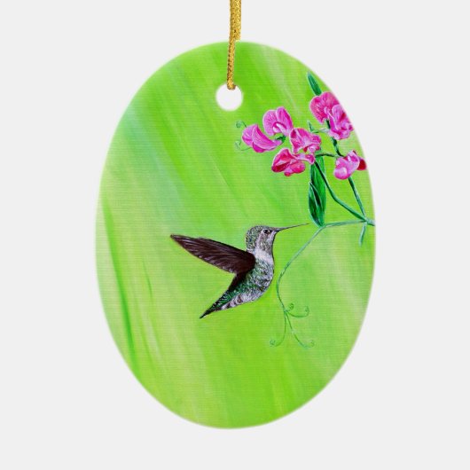 Hummingbird and Sweet Peas Painting Keramisch Ornament (Voorkant)