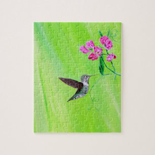 Hummingbird and Sweet Peas Painting Legpuzzel