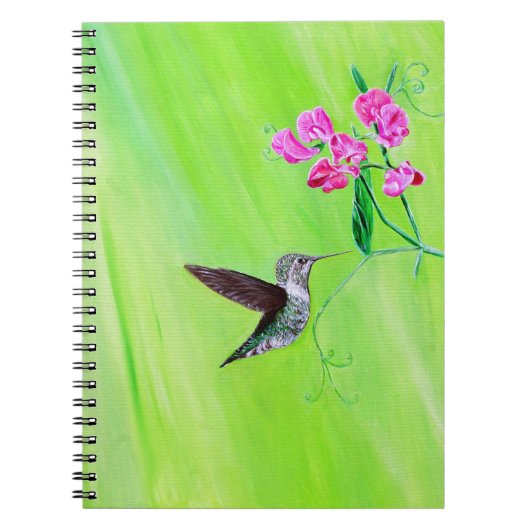 Hummingbird and Sweet Peas Painting Notitieboek (Voorkant)