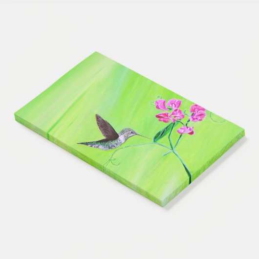 Hummingbird and Sweet Peas Painting Post-it® Notes (Schuin)
