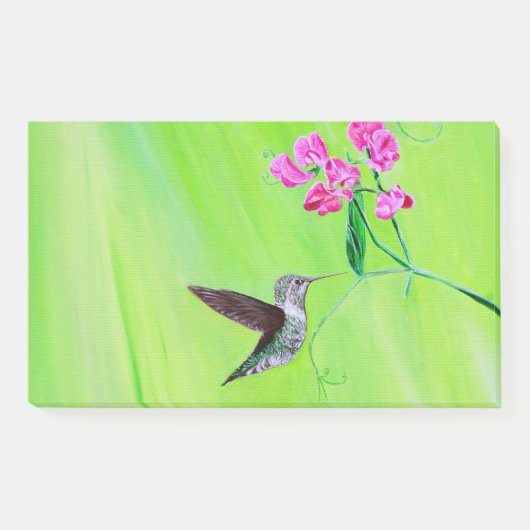 Hummingbird and Sweet Peas Painting Post-it® Notes (Voorkant)