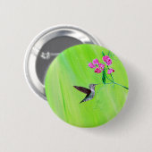 Hummingbird and Sweet Peas Painting Ronde Button 5,7 Cm (Voorkant /achterkant)