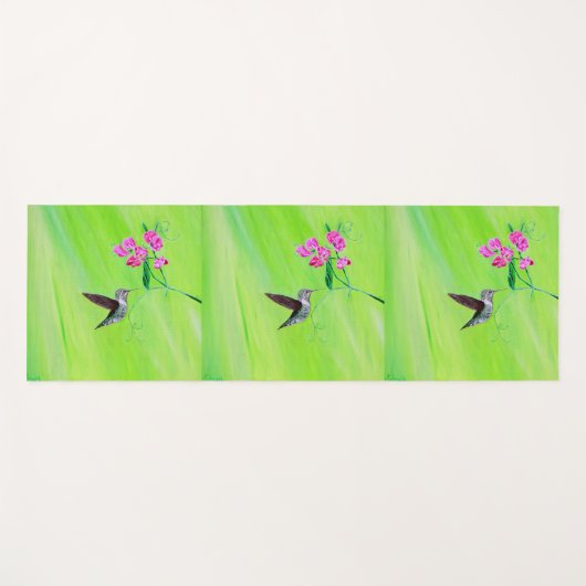 Hummingbird and Sweet Peas Painting Yogamat (Voorkant (horizontaal))
