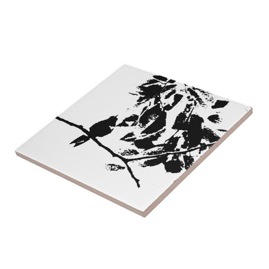 Hummingbird and Tree Branches Silhouette Tegeltje (Zijkant)