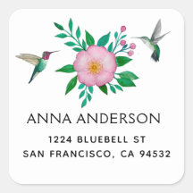 Hummingbird and Wild Roos Address Label