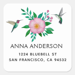 Hummingbird and Wild Roos Address Label