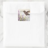 Hummingbird and Wildflower Digital Art Accent Pi Vierkante Sticker (Tas)