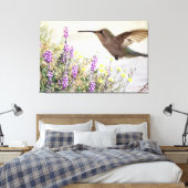Hummingbird and Wildflowers Digital Art Canvas Afdruk (Insitu (Slaapkamer))