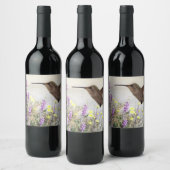 Hummingbird and Wildflowers Digital Art Wijn Etiket (Flessen)