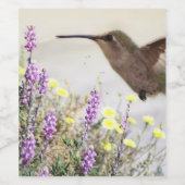 Hummingbird and Wildflowers Digital Art Wijn Etiket (Enkel label)