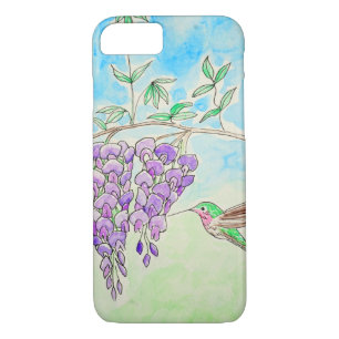 Hummingbird and Wisteria Painting iPhone 8/7 Hoesje
