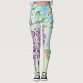 Hummingbird and Wisteria Painting Leggings (Voorkant)