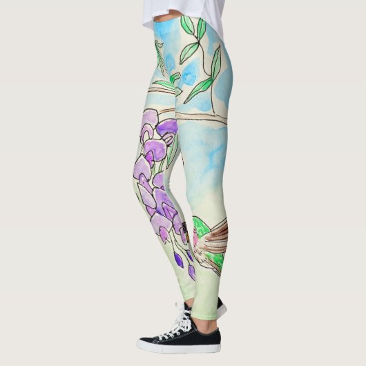 Hummingbird and Wisteria Painting Leggings (Links)
