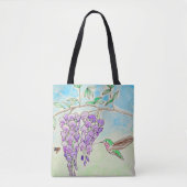 Hummingbird and Wisteria Painting Tote Bag (Voorkant)