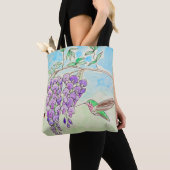 Hummingbird and Wisteria Painting Tote Bag (Dichtbij)