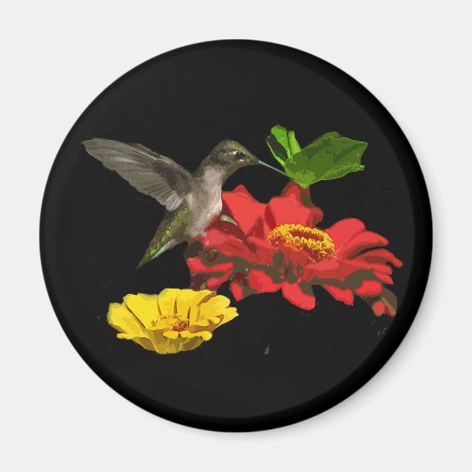 Hummingbird and Zinnias Magneet (Voorkant)