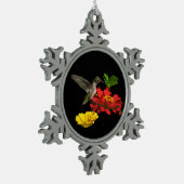 Hummingbird and Zinnias Tin Sneeuwvlok Ornament (Links)