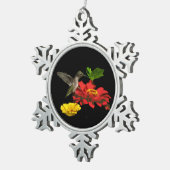 Hummingbird and Zinnias Tin Sneeuwvlok Ornament (Rechts)