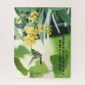 Hummingbird at Flowers w/ verse from Psalm 37:4 Legpuzzel (Verticaal)