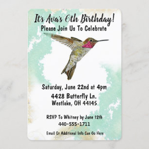 Hummingbird Ayre Party Invitation Kaart