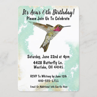 Hummingbird Ayre Party Invitation Kaart