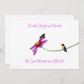 Hummingbird Baby shower Uitnodiging (Voorkant / Achterkant)