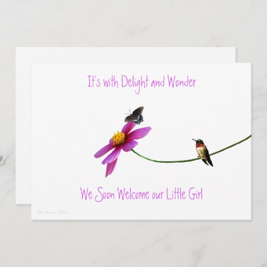 Hummingbird Baby shower Uitnodiging (Voorkant / Achterkant)