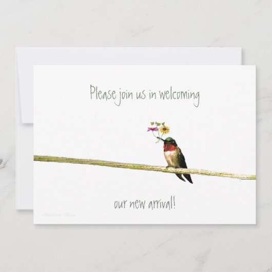 Hummingbird Baby shower Uitnodiging: genderneutraa Kaart (Voorkant)