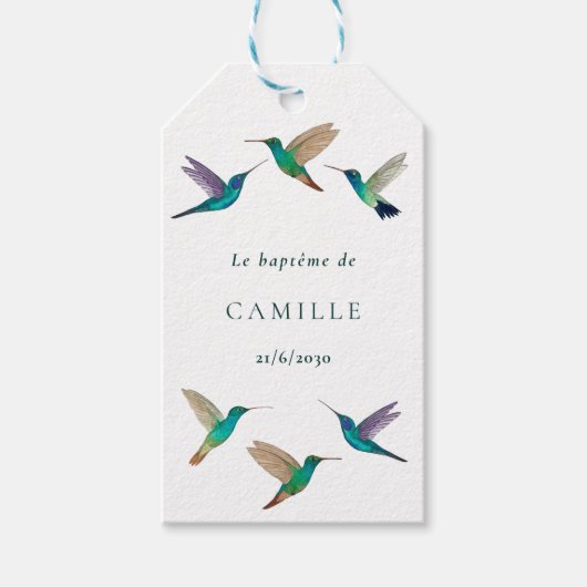 Hummingbird Baptism Cadeaulabel (Voorkant)