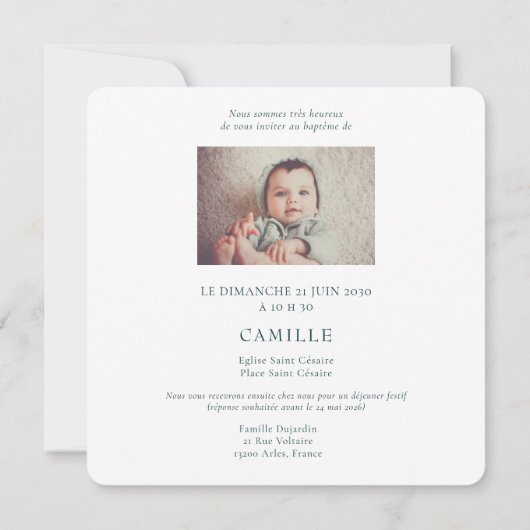Hummingbird Baptism Invitation with Baby Photo Kaart (Achterkant)
