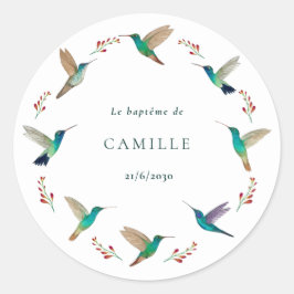Hummingbird Baptism Ronde Sticker
