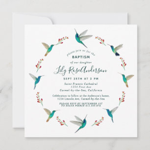 Hummingbird Baptisme Invitation Aankondiging