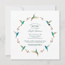 Hummingbird Baptisme Invitation