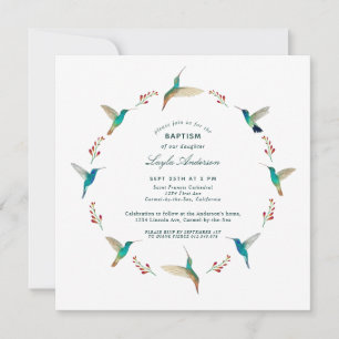 Hummingbird Baptisme Invitation Aankondiging
