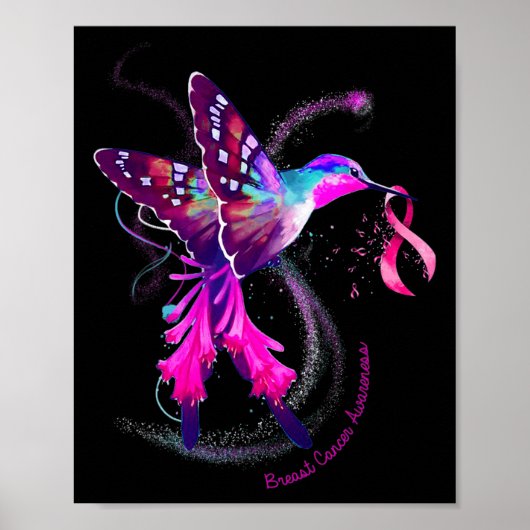 Hummingbird bevat roze lintstof borstkanker Awaren Poster (Voorkant)