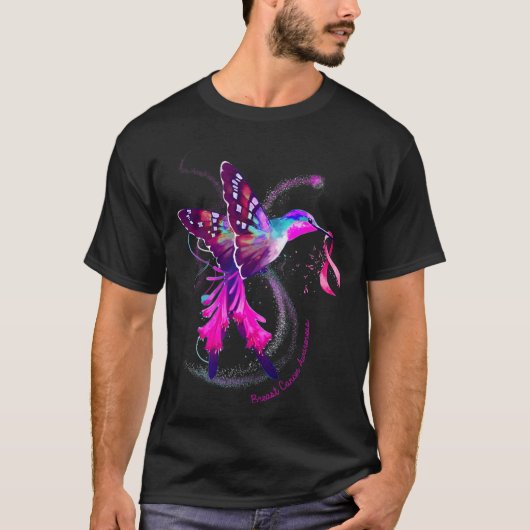Hummingbird bevat roze lintstof borstkanker Awaren T-shirt (Voorkant)