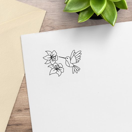 Hummingbird bij Flowers 2 Rubberstempel