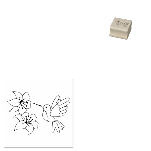 Hummingbird bij Flowers 2 Rubberstempel (Gestempeld)