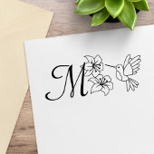 Hummingbird bij Flowers Monogram Rubberstempel