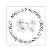 Hummingbird bij Flowers Round Address Zelfinktende Stempel (Design)