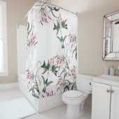 Hummingbird Bird Asiatic Lily Flowers Douchegordijn (In situ)