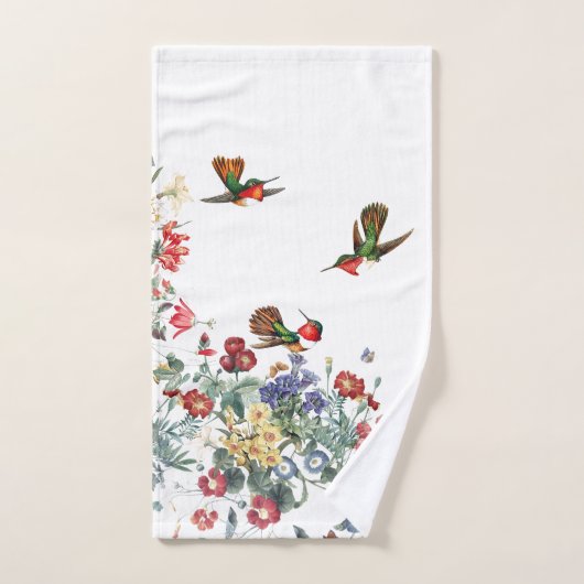 Hummingbird Bird Butterfly Flower Bath Set Bad Handdoek (Handdoek)